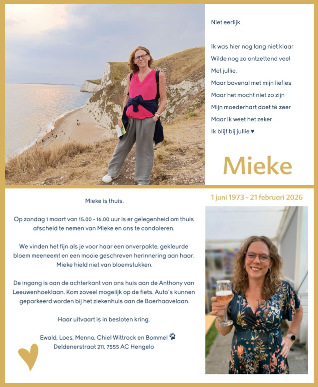 Verdrietig nieuws binnen onze vereniging